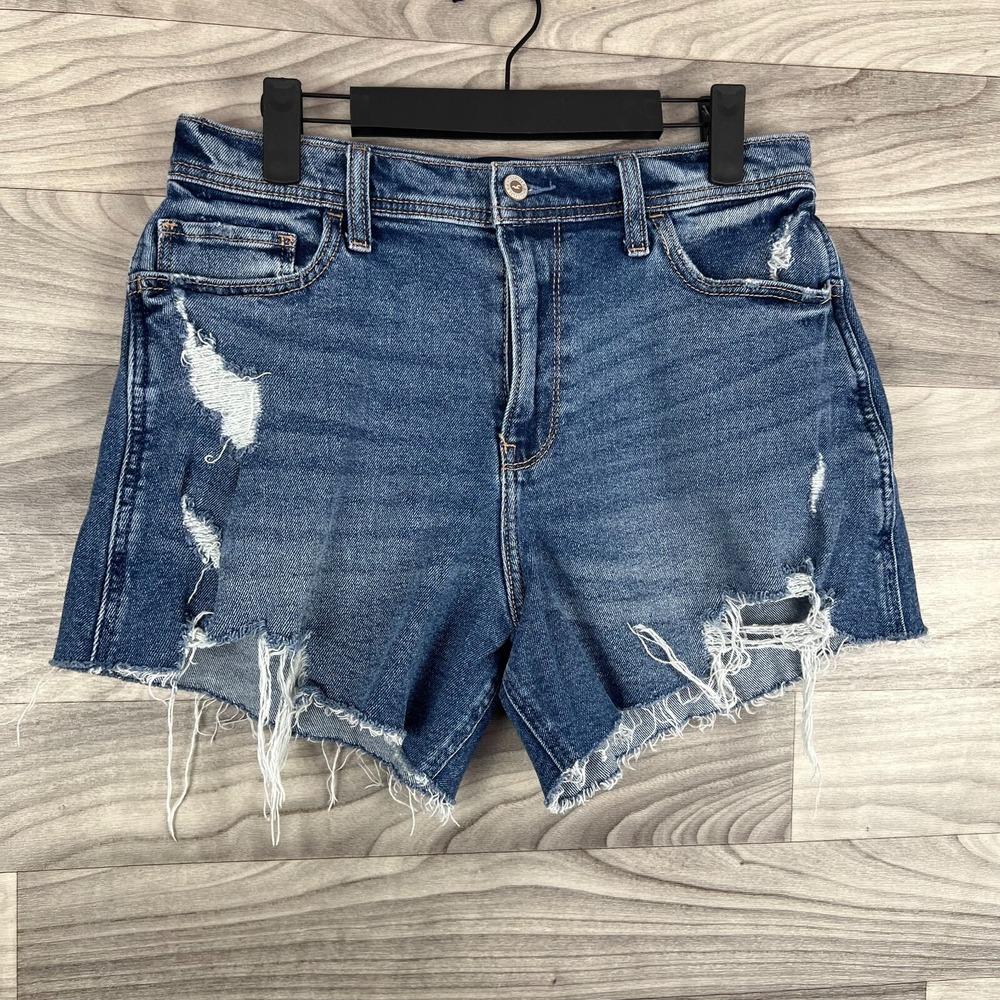 Hollister Cut-Off Shorts Women's 11/30 Blue Denim Medium Wash Distressed Classic